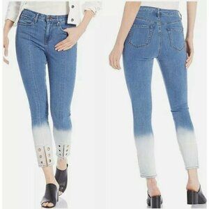 WILLIAM RAST Women's Ankle Skinny Jeans High Rise Ombre Grommet Stretch Size 30‎